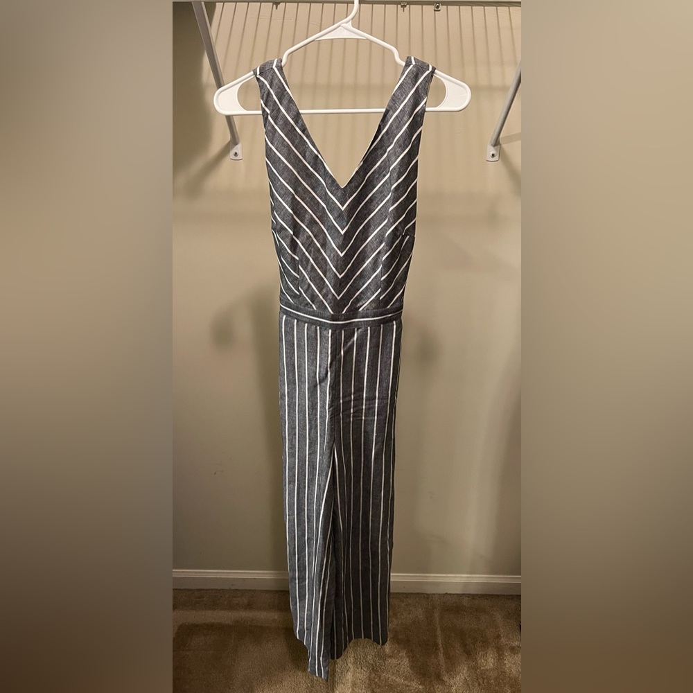 LOFT Blue & White Stripe Beach Romper